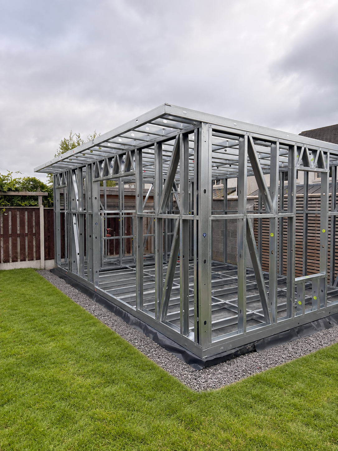 Galvanised steel frame assembly